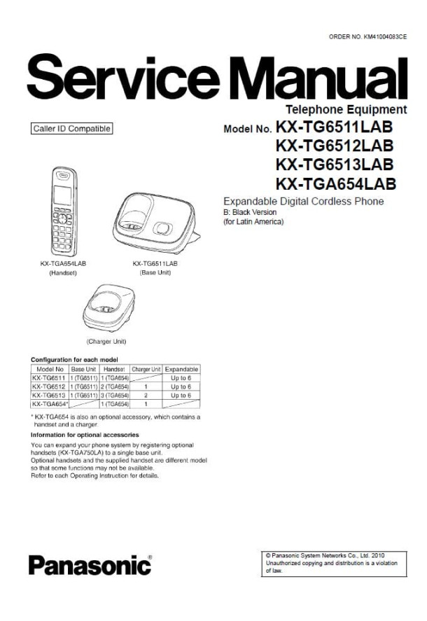 KX-TG6511LAB, KX-TG6512LAB, KX-TG6513LAB, KX-TGA654LAB